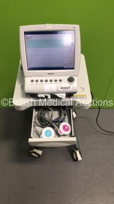 EDAN F9 Express Fetal/Maternal Monitor Version 2.61 on Stand with MECG,NIBP,DECG,US2,EXT1,Temp,SpO2,TOCO,US1 and MARK Options,1 x TOCO Transducer,1 x US Transducer and 1 x SpO2 Finger Sensor (Powers Up) (95640013510)