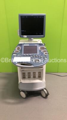 GE Voluson E8 Flat Screen Ultrasound Scanner *S/N D15991* **Mfd 02/2012* Software Version 12.0.6.568 with Sony UP-D897 Digital Graphic Printer (Powers Up - Missing Buttons and Trims)