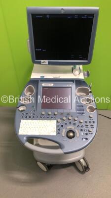 GE Voluson E8 Flat Screen Ultrasound Scanner *S/N D15991* **Mfd 02/2012* Software Version 12.0.6.568 with Sony UP-D897 Digital Graphic Printer (Powers Up - Missing Buttons and Trims) - 3