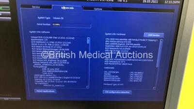 GE Voluson E8 Flat Screen Ultrasound Scanner *S/N D15991* **Mfd 02/2012* Software Version 12.0.6.568 with Sony UP-D897 Digital Graphic Printer (Powers Up - Missing Buttons and Trims) - 11