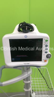 2 x GE Dash 3000 Patient Monitors on Stands with SpO2,Temp/CO,NBP and ECG Options (Both Power Up) * Mfd 2008 / 2010 * - 3