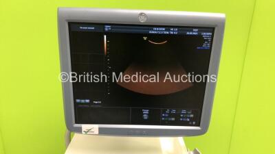 GE Voluson E8 Flat Screen Ultrasound Scanner *S/N D163891* **Mfd 05/2012** Software Version 12.0.6.586 with 1 x Transducer / Probe (C4-8-D Ref 5336340 *Mfd 02/2012*) with Mitsubishi P95 Printer (Powers Up) - 2