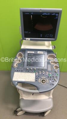 GE Voluson E8 Flat Screen Ultrasound Scanner *S/N D163891* **Mfd 05/2012** Software Version 12.0.6.586 with 1 x Transducer / Probe (C4-8-D Ref 5336340 *Mfd 02/2012*) with Mitsubishi P95 Printer (Powers Up) - 3