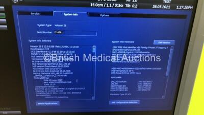 GE Voluson E8 Flat Screen Ultrasound Scanner *S/N D163891* **Mfd 05/2012** Software Version 12.0.6.586 with 1 x Transducer / Probe (C4-8-D Ref 5336340 *Mfd 02/2012*) with Mitsubishi P95 Printer (Powers Up) - 9