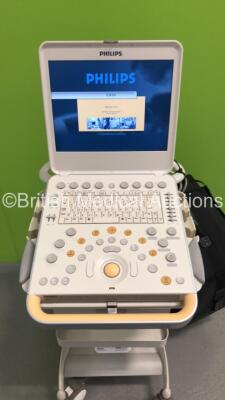 Philips Diamond Select CX50 Flat Screen Portable Ultrasound Scanner Ref 453561346538 *S/N USD0800793* **Mfd 12/2008** Version 3.1.2 with 2 x Transducers/Probes (1 x S5-1 and 1 x D2cwc Pencil Probe) on Philips CX50 Cart A (Powers Up - with Carry Case) - 3