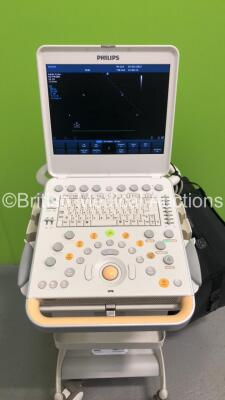 Philips Diamond Select CX50 Flat Screen Portable Ultrasound Scanner Ref 453561346538 *S/N USD0800793* **Mfd 12/2008** Version 3.1.2 with 2 x Transducers/Probes (1 x S5-1 and 1 x D2cwc Pencil Probe) on Philips CX50 Cart A (Powers Up - with Carry Case) - 5