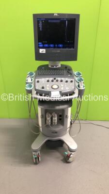 Siemens Acuson X300 Flat Screen Ultrasound Scanner Model No 10348531 *S/N 315092* **Mfd Mar 2009** with 2 x Transducers / Probes (VF10-5 and CH5-2) (Powers Up)