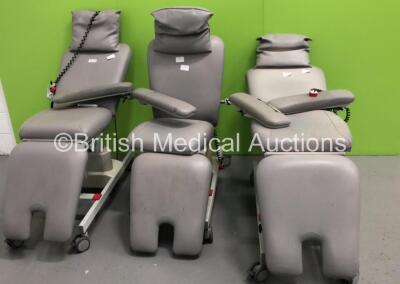 3 x Bionic Universal Line Dialysis/Therapy Chairs with Controllers * Equip No 070212 / 070224 / N/A *