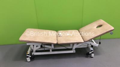 Unknown Make 3-Way Electric Patient Examination Couch with Controller (Powers Up-Damage to Cable-See Photos) * SN 36050161 *