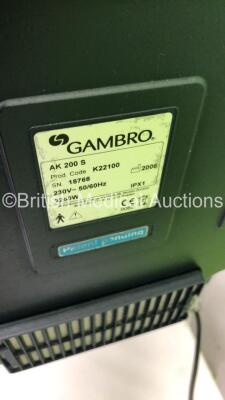 2 x Gambro AK 200 S Version 10.00 Dialysis Machines (Both Power Up) * SN 24682 / 18768 * * Mfd 2009 / 2006 * - 9