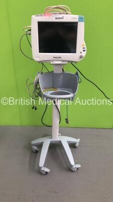 Philips IntelliVue MP50 Patient Monitor Ref 862116 with Philips IntelliVue X2 Handheld Patient Monitor S/W Rev G.01.75 with Press,Temp,NBP,SpO2 and ECG/Resp Options,1 x BP Hose,1 x SpO2 Finger Sensor and 1 x ECG Lead on Stand (Powers Up) * SN DE82082980 /