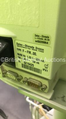 Datex-Ohmeda S/5 Type F-FM-00 Patient Monitor on Stand with 1 x Datex-Ohmeda Type E-PSM..00 Module with NIBP,T1,T2,SpO2 and ECG Options * Mfd 2005 *,1 x BP Hose, 1 x SpO2 Finger Sensor and 1 x 3-Lead ECG Lead (Powers Up) - 4