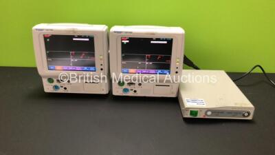 Mixed Lot Including 2 x Fukuda Denshi DS-7100 Patient Monitors with ECG, SPO2,BP, NIBP and Temp Options and 1 x Olympus OTV-SC Digital Signal Processor (All Power Up)