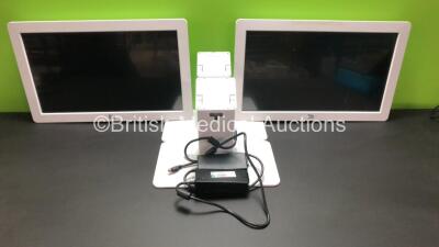 8 x ELO Touch Screen Monitors Model ET2401LM with 8 x Stands and 7 x Power Supplies (Only 2 Pictured)