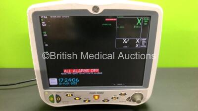 GE Dash 5000 Patient Monitor with BP1/3, BP2/4, SPO2, Temp/Co, NBP and ECG Options (Powers Up)