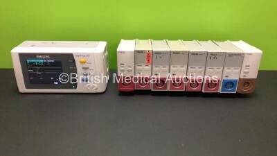 Job Lot Including 1 x Philips IntelliVue X2 Patient Monitor Version J.10.30 *Mfd 2012-12* (Powers Up) 6 x Press M1006B Modules, 1 x Temp M1029A Module and 1 x SpO2/Pleth M1020A