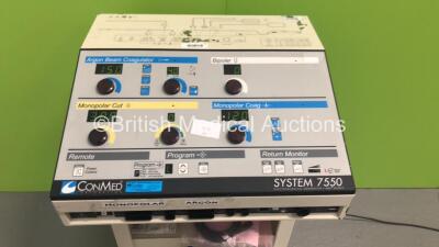 ConMed System 7550 Electrosurgical Generator + ABC Modes with ConMed Footswitch (Powers Up) * SN 07LGV024 * - 2