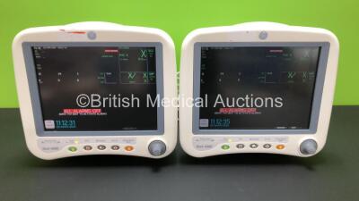 2 x GE Dash 4000 Patient Monitors Including ECG, NBP, CO2, BP1, BP2, SpO2 and Temp/co Options with Batteries *Mfd 2008-11* (Both Power Up)