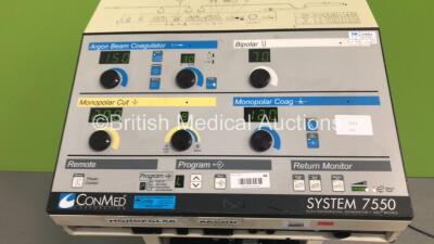 ConMed System 7550 Electrosurgical Generator + ABC Modes with ConMed Footswitch (Powers Up) * SN 07LGV022 * - 2