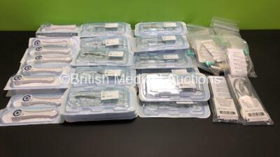 Job Lot of Consumables Including 2 x Eschmann Adhesive Plate Electrodes (Out of Date) Cusa Excel Contamination Guards, Integra Cusa Excel Micro Tip, Integra Cusa Shear Tip and Disposable Wrench (In Date)