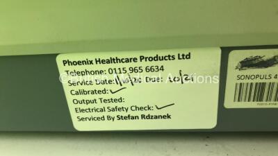 Enraf Nonius Sonopuls 492 Therapy Unit with 1 x Handpiece and Power Supply (Draws Power-Suspected Flat Battery) * SN 52-953 * * Mfd 2009 * - 5