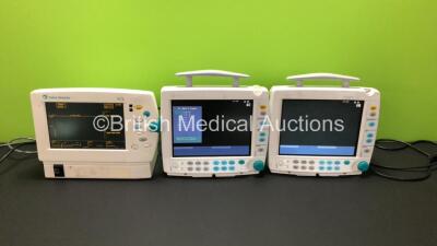 2 x Datex-Ohmeda S/5 FM Monitors and 1 x Datex-Ohmeda S/5 Light Monitor with NIBP, SPO2, ECG/Resp and T Options (All Power Up) *A/N FS0094179 / FS0094174*