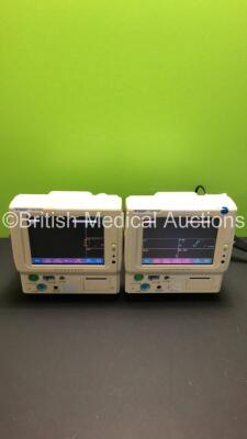 2 x Fukuda Denshi DS-7100 Patient Monitors with ECG/Resp, SPO2, BP, Temp, NIBP and Temp Options - 1 x with CO2 Option (Both Power Up) *S/N 36050260 / 36090708*