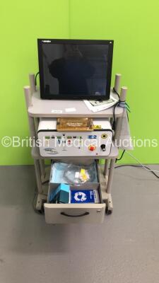 Endo Optiks URAM E2 Ophthalmic Laser Endoscopy System Model E2 MicroProbe with Flat Vision Monitor,2 x Handpieces with Attachments and Accessories,Fiber Optic Light Source Cables,Footswitch and Accessories (Powers Up with Key-Key Included) * Mfd 2010 *