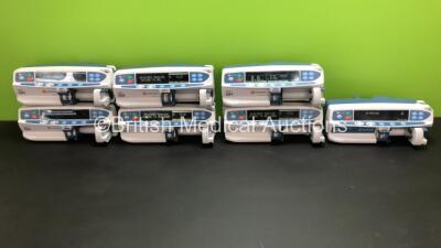 Job Lot of 7 x Carefusion Syringe Pumps (6 x Alaris GH and 1 x Alaris GH Guardrails Plus) all Power Up