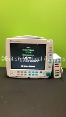 Datex-Ohmeda S/5 FM Patient Monitor with 1 x E-PSMP-00 Module Including NIBP,P1 P2,T1 T2, SP02 and ECG Options (Powers Up- Light Trim Missing-See Photos) *SN 6383782* *Mfd 2008*