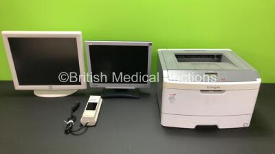 Mixed Lot Including 1 x Elo Touch Screen Monitor, 1 x Benq Monitor, 1 x Lexmark E360dn Printer and 1 x Model UVL-21 Blak Ray Lamp