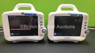 2 x GE Dash 3000 Patient Monitors Including ECG, NBP, CO2, BP1, BP2, SpO2 and Temp/co Options *Mfd 2007 / 2006* (Both Power Up with Some Casing Damage - See Photos) *SBG07119697GA / SBG06526399GA*