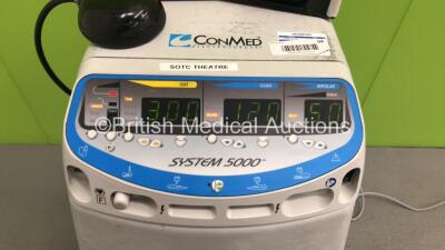 ConMed Electrosurgery System 5000 Model 60-8005-001 Electrosurgical Generator with 1 x Dual Footswitch and 1 x Bipolar Dome Footswitch on ConMed Trolley (Powers Up) - 2