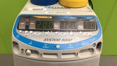 ConMed Electrosurgery System 5000 Model 60-8005-001 Electrosurgical Generator with 1 x Dual Footswitch and 1 x Bipolar Dome Footswitch on ConMed Trolley (Powers Up) - 2