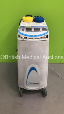 ConMed Electrosurgery System 5000 Model 60-8005-001 Electrosurgical Generator with 1 x Dual Footswitch and 1 x Bipolar Dome Footswitch on ConMed Trolley (Powers Up)