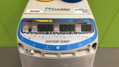 ConMed Electrosurgery System 5000 Model 60-8005-001 Electrosurgical Generator with 1 x Dual Footswitch and 1 x Bipolar Dome Footswitch on ConMed Trolley (Powers Up) - 2