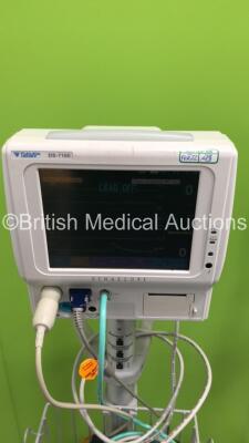 2 x Fukuda Denshi DS-7100 Patient Monitors on Stands with Assorted Leads (Both Power Up) *SN 50001979 / 50001980* - 3
