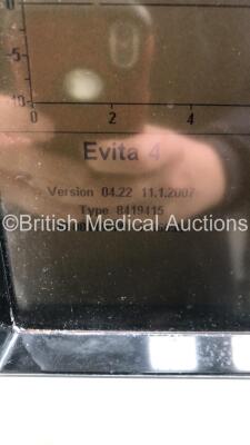 Drager Evita 4 Edition Ventilator Ref 8411740 Software Version 04.22 - Running Hours 111605 with Hoses (Powers Up) - 4