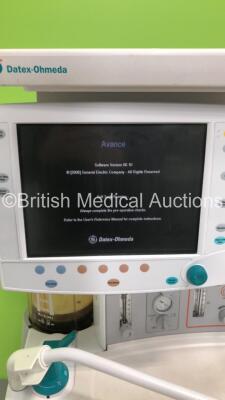 Datex-Ohmeda S/5 Avance Anaesthesia Machine Software Version 06.10 with Bellows, Absorber and Hoses (Powers Up) - 2
