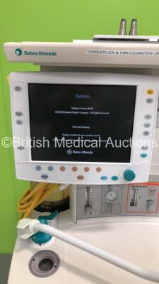 Datex-Ohmeda S/5 Avance Anaesthesia Machine Software Version 08.00 with GE E-CAiOV Gas Module with Spirometry Option and D-Fend Water Trap, Bellows, Absorber and Hoses (Powers Up) *S/N ANBN00351* - 2