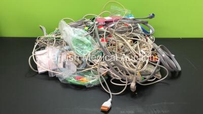 Job Lot of Assorted Patient Monitoring Cables Including SpO2 Finger Sensors ECG Leads and NIBP Cables