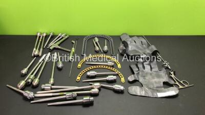 Mixed Lot Including Drill Pieces, Surgical Instruments and Lead X-Ray Shields