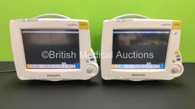 2 x Philips Intellivue MP30 Touch Screen Patient Monitors Version E.01.26 / G.01.80 (Both Power Up) *Mfd 2010 / N/A* **S/N DE72880988 / DE72839022**
