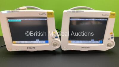 2 x Philips Intellivue MP30 Touch Screen Patient Monitors Version D.00.58 / G.01.80 (Both Power Up with Some Casing Damage - See Photos) *Mfd 2006 /N/A **S/N DEDE64019636 / DE72871532**