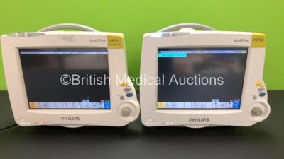 2 x Philips Intellivue MP30 Touch Screen Patient Monitors Version D.00.58 / G.01.80 (Both Power Up) *Mfd 2010 / 2006 **S/N DE72876371 / DE64019650*