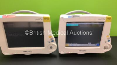 2 x Philips Intellivue MP30 Touch Screen Patient Monitors Version F.01.43 / N/A (Both Power Up, 1 with Power Error and Some Casing Damage - See Photos) *Mfd 2012 / 2005 **S/N DE728A6761 / DE62613285**