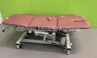 2 x Plinth Co 3-Way Electric Patient Examination Couches with Controllers (1 x Powers Up, 1 x Unable To Test Due to 3-Pin Power Supply)