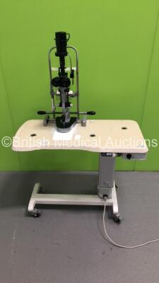 Haag-Streit B 9005072 Slit Lamp with 2 x 16x Eyepieces on Motorized Table (Powers Up with Good Bulb)