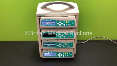 4 x B Braun Infusomat Space Infusion Pumps with 1 x B Braun Type 8713140 Instrument Stand and 3 x AC Power Supplies (All Power Up)