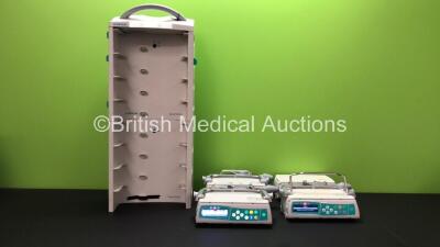 4 x B Braun Infusomat Space Infusion Pumps with 2 x B Braun Type 8713140 Instrument Stand (All Power Up when Tested with Stock Power Supply-Power Supplies Not Included)